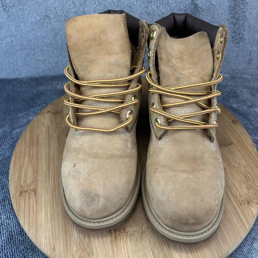 Timberland Boots Youth Size 4 Wheat Nubuck 6-Inch Padded Collar Lug Sole 12909